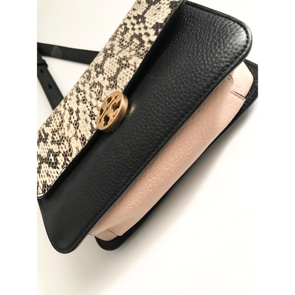 TORY Burch Chelsea Colorblock Snake Classic Flap Mini Crossbody Bag - Picture 8 of 16